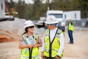 Man and woman on construction site